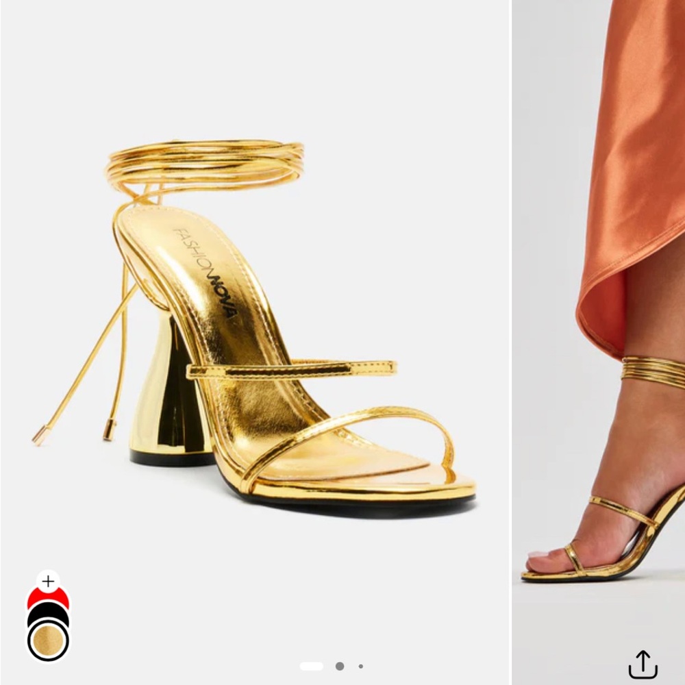 Fashion Nova Gold Strappy Heels